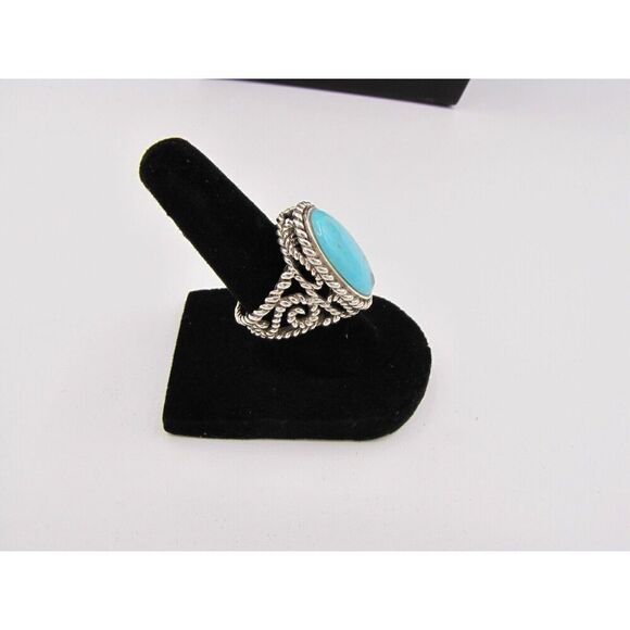 Sterling Silver Turquoise Ring Size 6 - Picture 3 of 4